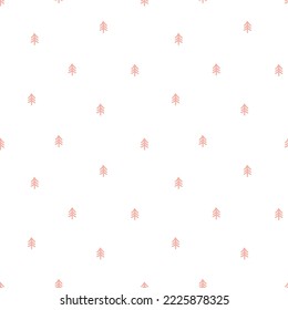 Seamless pattern with pink small tree