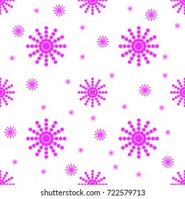 Seamless pattern from pink snowflakes on a white background