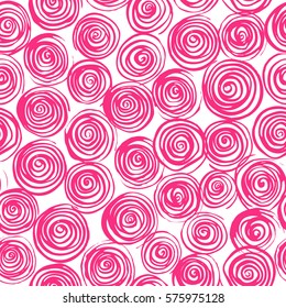 Seamless pattern with pink spirals. Packing, background, wallpaper for your design.