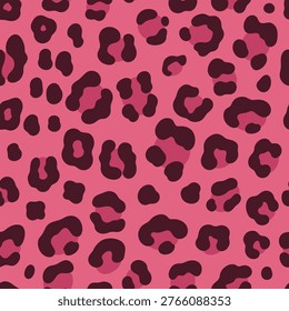 Seamless pattern of pink spotted leopard skin. Vector graphics.