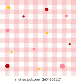 seamless pattern with pink square and polkadots, fabric pattern, gift wrapping paper, notebook cover, phone case 