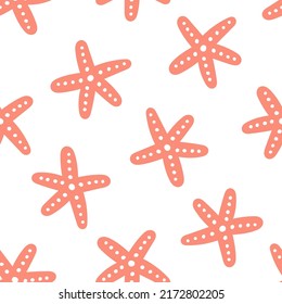 Seamless Pattern With Pink Starfish