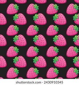 seamless pattern with pink strawberries