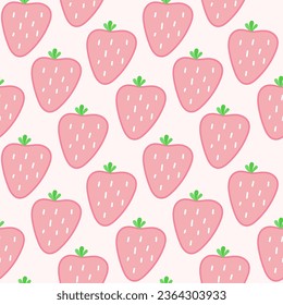 Seamless pattern with pink strawberries. Vector illustration. Summer background with berries. Trendy cute print.