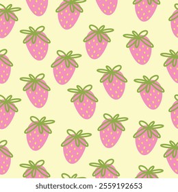Seamless pattern with pink strawberry