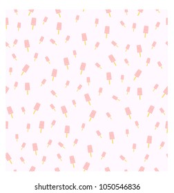 Seamless pattern with pink strawberry ice cream, pastel pink cute background, Vector Illustration