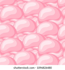 Seamless pattern pink strawberry ice cream scoops
