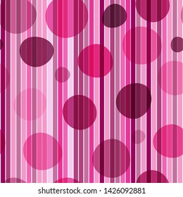 Seamless pattern with pink stripes and balls. Retro background. Vector image. Eps 10