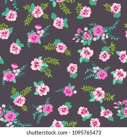 Seamless pattern of pink summer flowers. Floral seamless background for textile or book covers, manufacturing, wallpapers, print, gift wrap and scrapbooking.