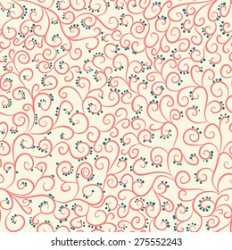 Seamless pattern with pink swirls on a white background