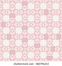 Seamless pattern. Pink texture with hearts. Vector illustration