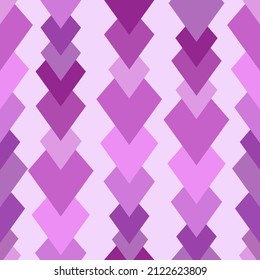seamless pattern in pink tones of stylized hearts of different shades, combined into vertical stripes for prints on fabric, festive packaging and for the design of illustrations in a romantic style
