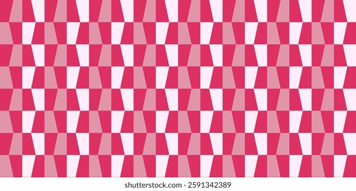 Seamless pattern of pink trapezoids. Tiles, grid, geometric, ceramics, floor, wallpaper, background, female, minimalist, feminine. Vector