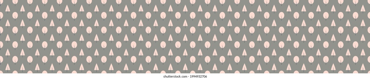 Seamless pattern with pink trees and grey background. Cute and childish design for fabric, textile, wallpaper, bedding, swaddles or gender-neutral apparel.
