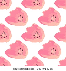 Seamless pattern of pink tulip buds. Vector.