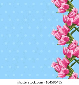 Seamless pattern with a pink tulips, floral frame