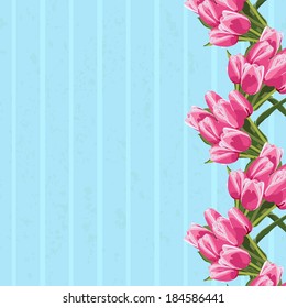 Seamless pattern with a pink tulips, floral frame
