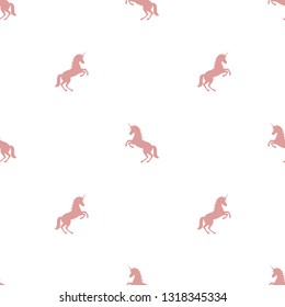 seamless pattern with pink  unicorns.   mystical, magical creation.  vector flat illustration.