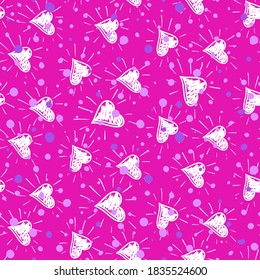 seamless pattern with pink vector background, confetti and hand drawn heart vector, packaging design vector, Valentine vector, 