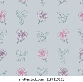 Seamless pattern pink and violet roses. Vector illustration