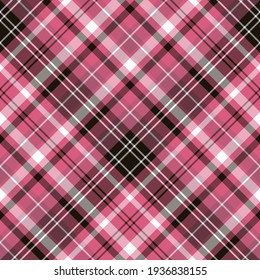 Seamless pattern in pink, white and black colors for plaid, fabric, textile, clothes, tablecloth and other things. Vector image. 2
