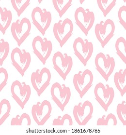 Diseño de líneas de pincel rosa de pincel de corazón blanco sin brillo, textura de fondo abstracta simple de estilo escandinavo. tendencia de la temporada. Se puede utilizar para telas de envoltura Gift, papel pintado. Vector