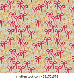 Seamless pattern with pink and yellow cute bows. Vector illustration for textile or fabric design, wallpaper, wedding design, web design etc. 