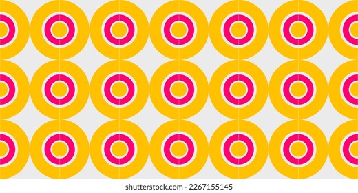 Seamless pattern with pink and yellow donuts. Vector illustration.