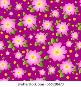 
Seamless pattern with pink and yellow flowers.