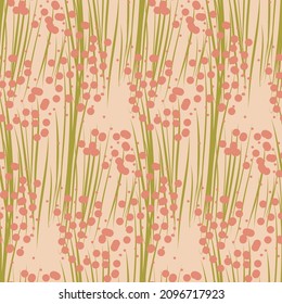 Seamless pattern pink yellow herb plant organic floral background wallpaper wrapping textile design vector illustration
