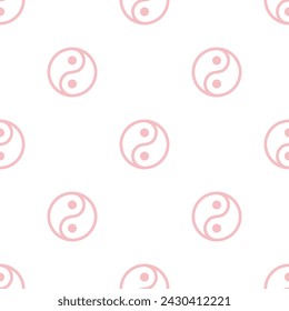 Seamless pattern with pink yin and yang symbols