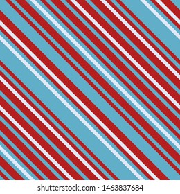Seamless pattern. Pink-red-blue stripes on white background Striped diagonal pattern for printing on fabric, paper, wrapping, scrapbooking, websites Background with slanted lines Vector illustration 