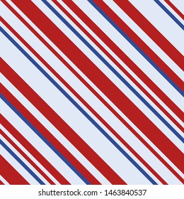 Seamless pattern. Pink-red-blue stripes on white background Striped diagonal pattern for printing on fabric, paper, wrapping, scrapbooking, websites Background with slanted lines Vector illustration 