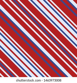 Seamless pattern. Pink-red-blue stripes on white background Striped diagonal pattern for printing on fabric, paper, wrapping, scrapbooking, websites Background with slanted lines Vector illustration 