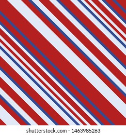 Seamless pattern. Pink-red-blue stripes on white background Striped diagonal pattern for printing on fabric, paper, wrapping, scrapbooking, websites Background with slanted lines Vector illustration 