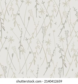 Seamless pattern with pinstripes of hand drawn herbs for surface design, textile, fashion industry and other design projects.