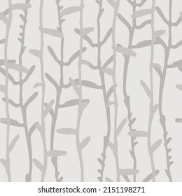 Seamless pattern with pinstripes of hand drawn herbs for surface design, textile, fashion industry and other design projects. Black on white