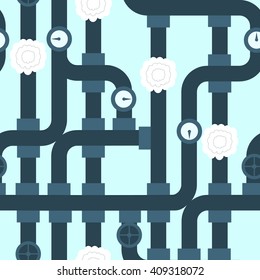 The seamless pattern of pipeline on turquoise background