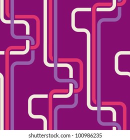 Seamless pattern PIPES, purple color variation. Pattern color swatch included