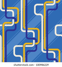 Seamless pattern PIPES and stripes, blue color variation. Pattern color swatch included