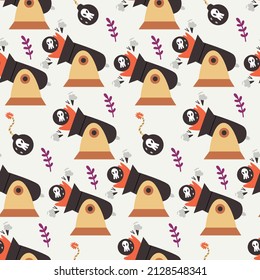 Seamless pattern pirate bomb. Doodle Hand drawn nursery baby scandinavian style kids digital textile fabric paper