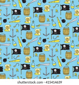 Seamless pattern with pirate elements. Vector illustration