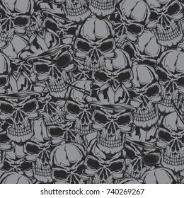 Seamless pattern with pirate skulls