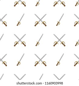 Seamless pattern pirate sword on a white background. Hand drawing in cartoon style. Wallpaper for children. Vector illustration. Weapon of a pirate.