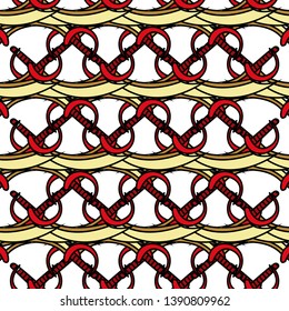 Seamless pattern pirate symbols -crossed swords. Endless texture for your design, greeting cards, ads, posters. - Vector graphics.