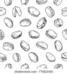 Seamless pattern with pistachio nuts.