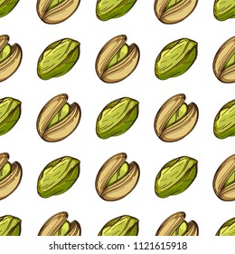 Seamless pattern with pistachios for wrapping paper, packaging design, and much more.