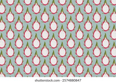 Seamless pattern of pitahaya fruit. Vector illustration.
