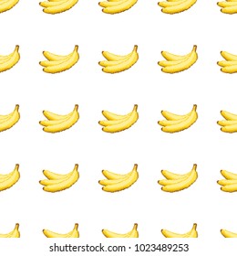 Seamless pattern with pixel art bunches of bananas.Vector illustration. 8bit