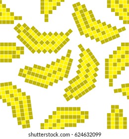 Seamless pattern with pixel banana, vector illustration
